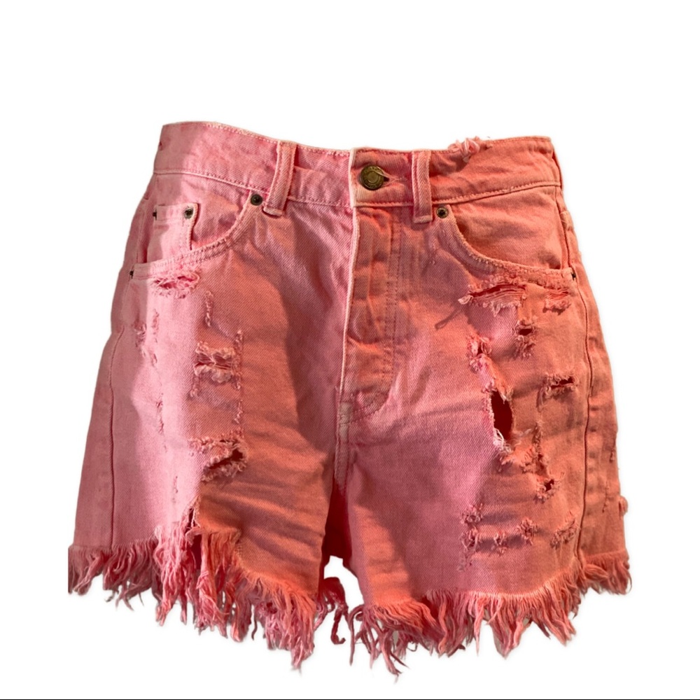 Zara Distressed Shorts Pink